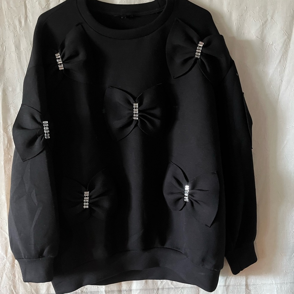 Oh Black Bow-Embellished Sweater